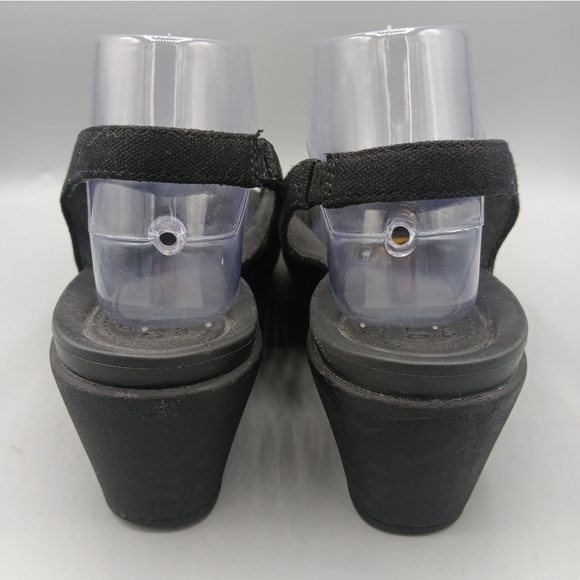 Crocs Leigh Ann Sling Back Wedge Heels Black Open Toe Size 11 Sandals 204948 - Picture 4 of 10